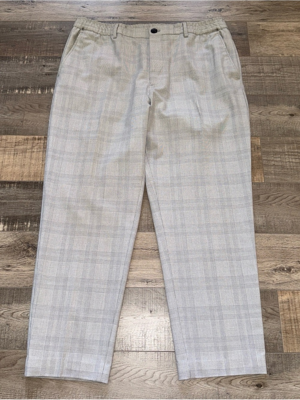 Zara Light Gray Plaid Dress Pants